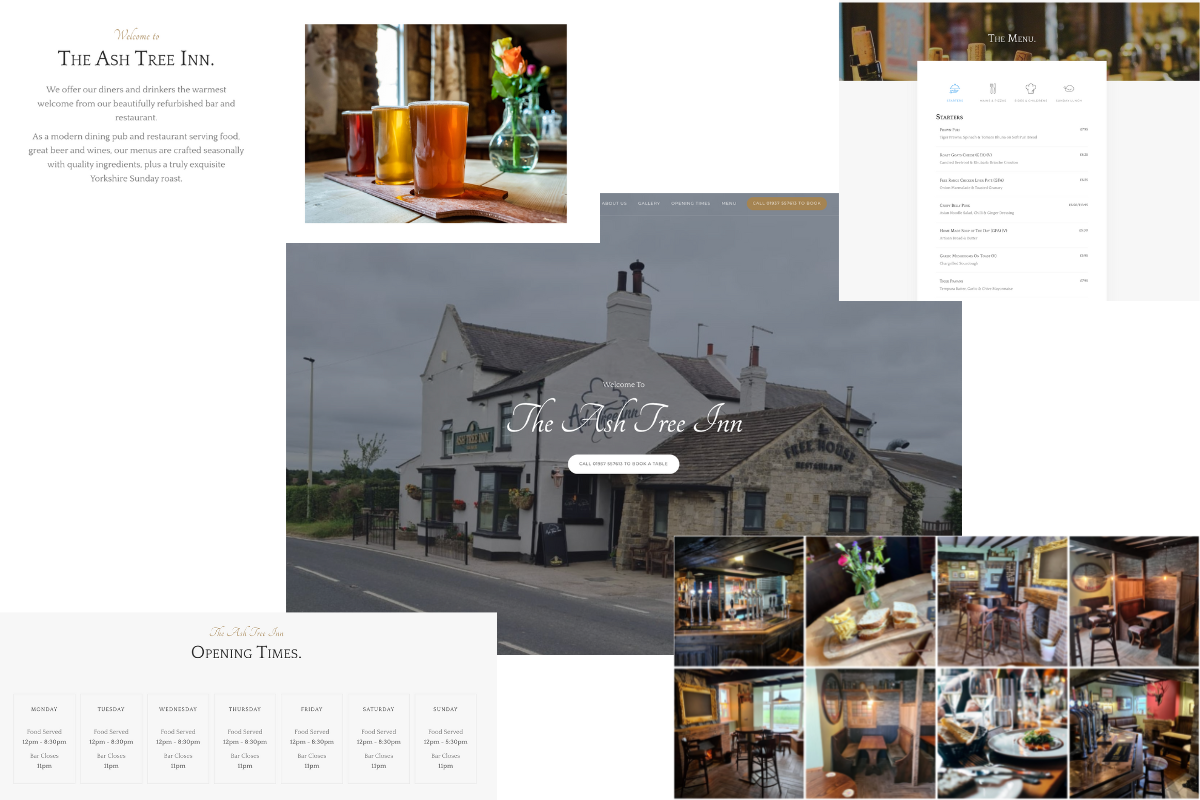 The Ash Tree Inn website elemtents